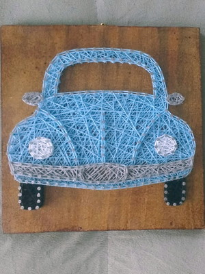 Quadro fusca prego e linha
