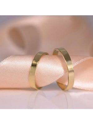 Par de aliança banhado a ouro 18k 3mm