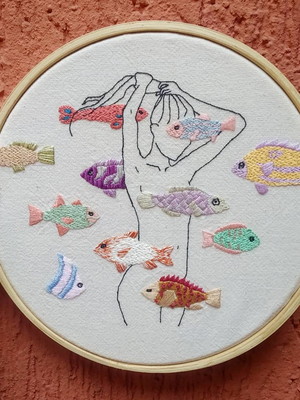 Quadro bordado - mar próprio