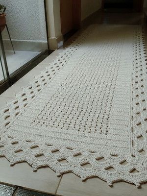 Tapete de crochê grande passadeira 3mx70cm fio n°08