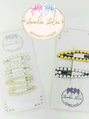 Kit de 2 presilhas tic tac meia pérola