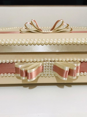 Caixa mdf decorada com pérolas luxo