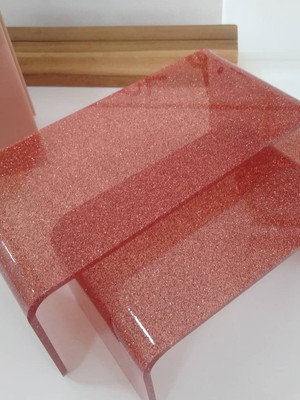 Suporte duo altura em acrílico glitter cobre rose