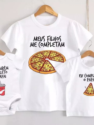 Kit 3 camisetas tal pai tal filho pizza kit pai e 2 filhos