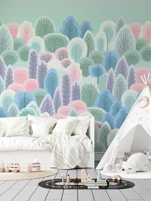 Papel e parede infantil floresta