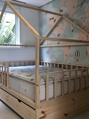 Cama casal casinha lacrada com auxliar