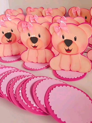 Enfeite de mesa ursa rosa