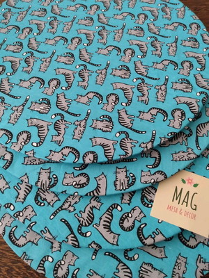 Kit capa de sousplat c/2 gatinhos fundo azul turquesa gatos