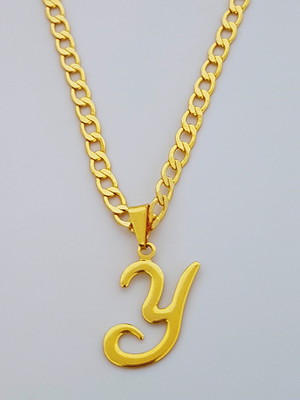 Corrente cordão 70 cm pingente letra y folheado ouro. c39y1