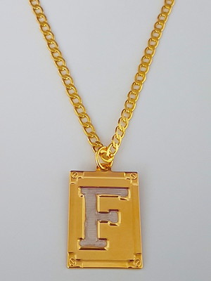 Corrente cordão 70 cm pingente letra f folheado ouro. c39f19
