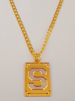 Corrente cordão 70 cm pingente letra s folheado ouro. c39s19