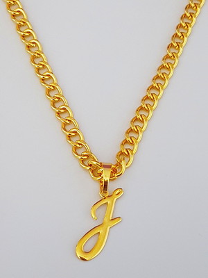 Corrente cordão 60 cm pingente letra i folheado ouro. c43i1