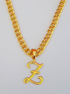 Corrente cordão 60 cm pingente letra z folheado ouro. c43z1