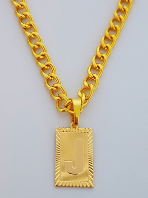 Corrente cordão 60 cm pingente letra j folheado ouro. c43j22