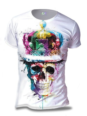 Camisa camiseta caveiras estampa total 100% algodão cva2