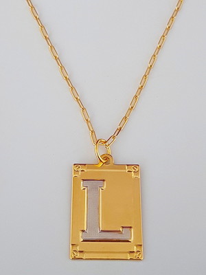 Corrente cordão 60 cm pingente letra l folheado ouro. c57l19