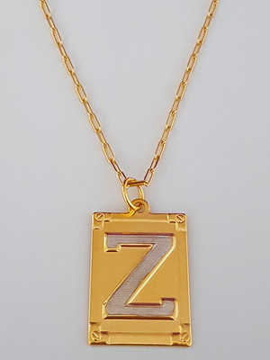 Corrente cordão 60 cm pingente letra z folheado ouro. c57z19