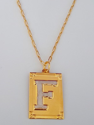 Corrente cordão 70 cm pingente letra f folheado ouro. c57f19