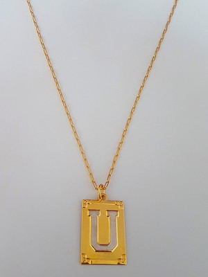 Corrente cordão 70 cm pingente letra u folheado ouro. c57u19