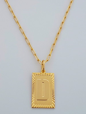 Corrente cordão 50 cm pingente letra d folheado ouro. c57d22