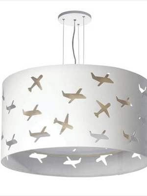 Lustre infantil pendente recorte aviões 30x16 cáqui 4414
