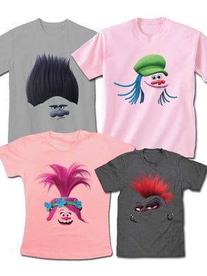 Kit família trolls com 4