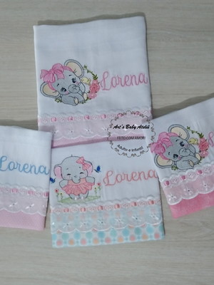 Trio de boca com nome + fralda grande luxo