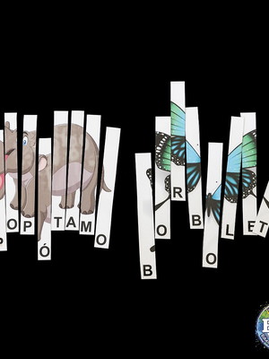 Quebra-cabeça dos animais com 4 a 10 letras (kit 7 peças)