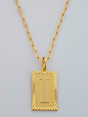 Corrente cordão 60 cm pingente letra i folheado ouro. c57i22