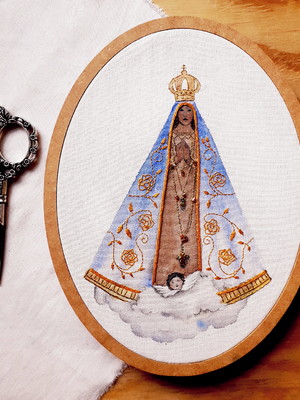 Bastidor bordado aquarela - nossa senhora aparecida