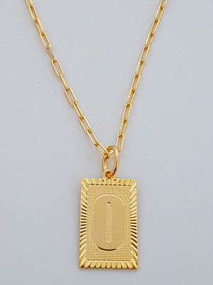 Corrente cordão 70 cm pingente letra o folheado ouro. c57o22