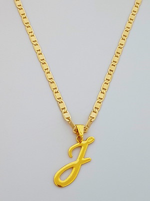 Corrente cordão 60 cm pingente letra i folheado ouro. c59i1