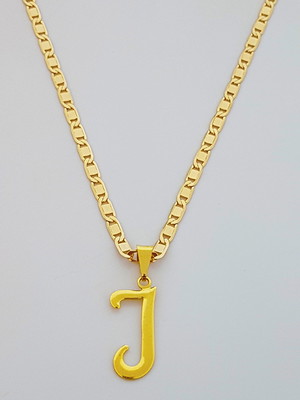 Corrente cordão 70 cm pingente letra j folheado ouro. c59j1