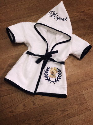 Roupão para bebê urso príncipe veste até 1 ano