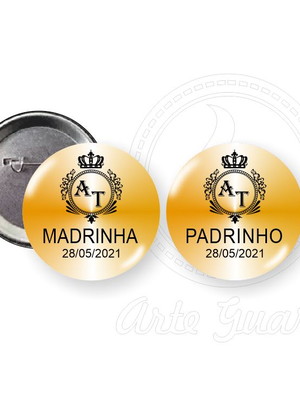 Botton casamento 4,5 cm padrinhos monograma