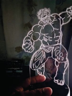 Luminaria 3d hulk em acrilico com leds - dmidiia d3