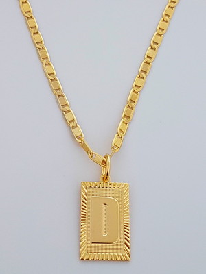 Corrente cordão 60 cm pingente letra d folheado ouro. c59d22
