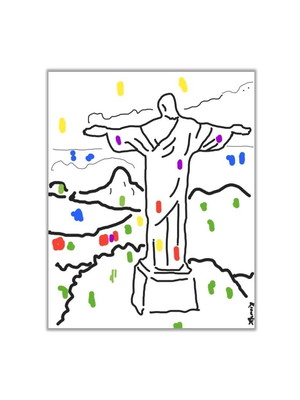 Quadro tela rio de janeiro pintado a mão
