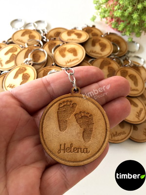 100 chaveiros personalizados em mdf - pézinho - maternidade