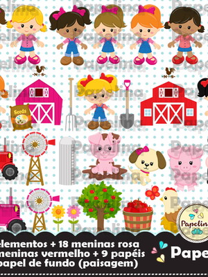 Kit digital fazendinha menina cute