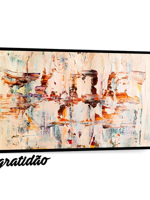 Quadro pintura abstrata 98cm x 60cm com moldura + brinde
