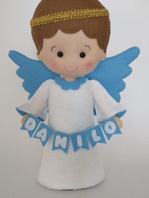 Anjo de feltro com nome