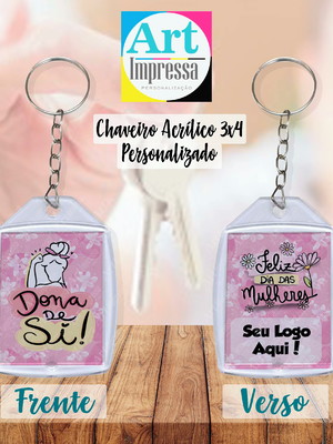 Chaveiro acrílico dia das mulheres