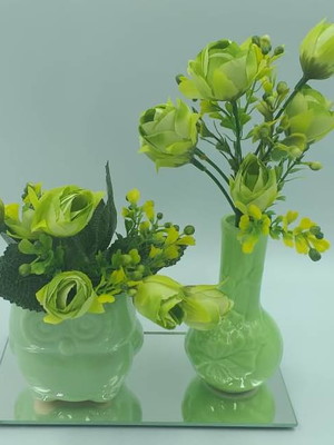 Decoração lar bandeja jarro e cachepot porcelana com flores