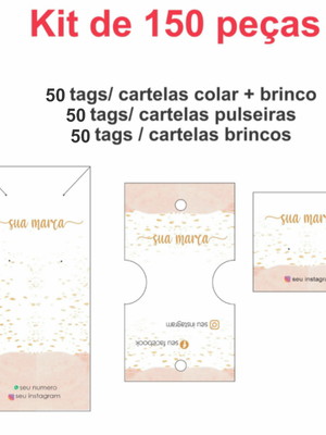 Kit de 150 peças tag para pulseira, colar e brinco