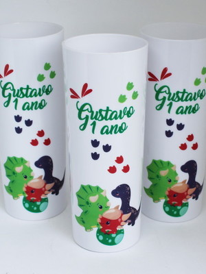 Copo aniversário 1 ano personalizado dinossauros
