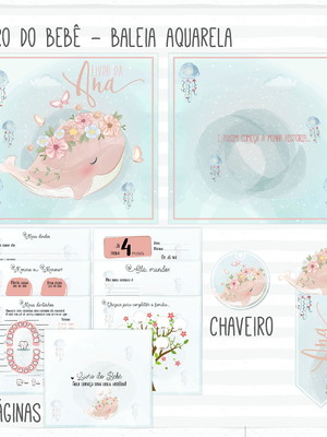 Livro do bebê baleia aquarela
