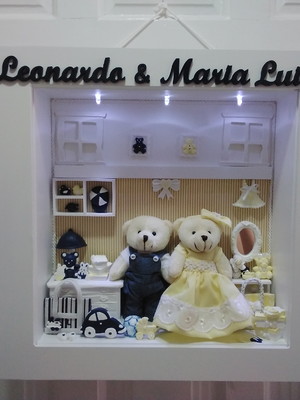 Quadro maternidade pingo de amor - gêmeos