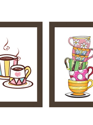 Quadro cantinho do cafe 2 quadros 23,5x33,5 cada com moldura