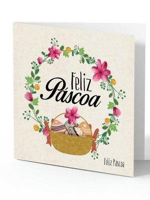 Cartão feliz páscoa, com dobra, quadrado.